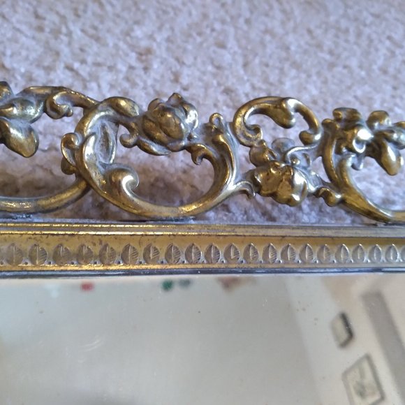 Vintage Filigree Gold Vanity Mirror - Picture 2 of 8